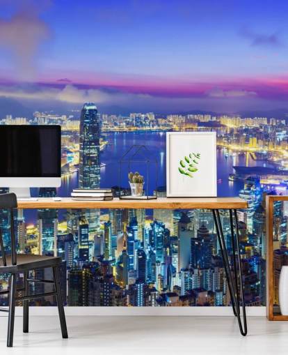 blue lit hong kong at night wallpaper blue lit hong kong at night wallpaper