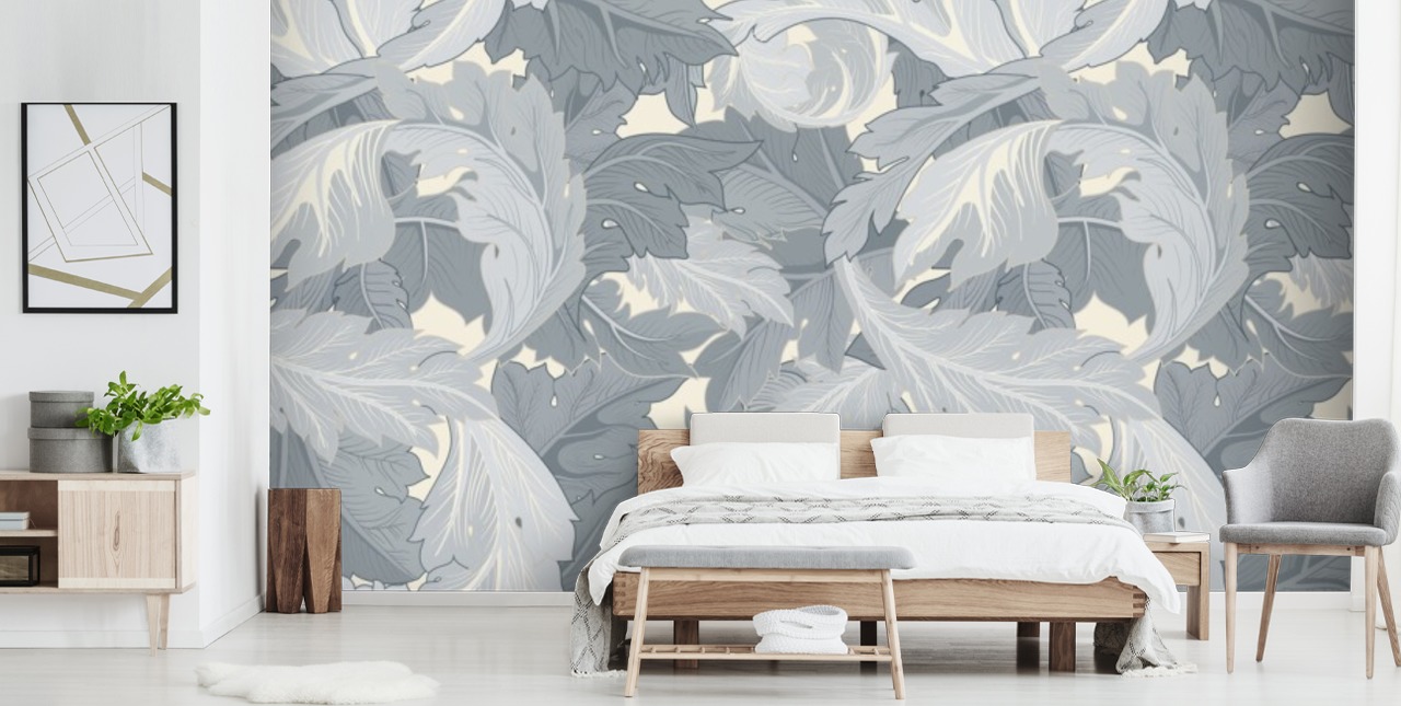blue flower garden mural by William Morris
