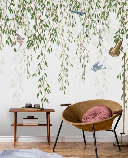 white and green customisable chinoiserie wallpaper mural called Chinoiserie Chandelier for bedrooms white and green customisable chinoiserie wallpaper mural called Chinoiserie Chandelier for bedrooms