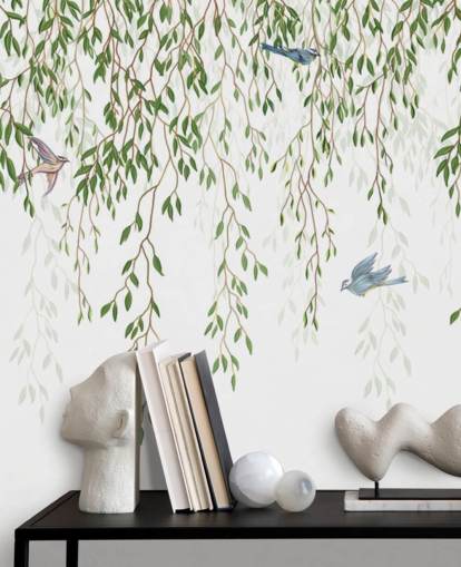white and green customisable chinoiserie wallpaper mural called Chinoiserie Chandelier for bedrooms white and green customisable chinoiserie wallpaper mural called Chinoiserie Chandelier for bedrooms