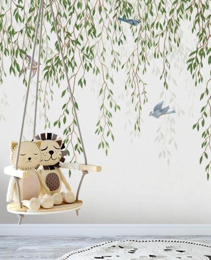 white and green customisable chinoiserie wallpaper mural called Chinoiserie Chandelier for bedrooms white and green customisable chinoiserie wallpaper mural called Chinoiserie Chandelier for bedrooms