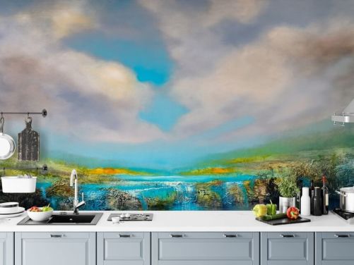 pittura astratta di una carta da parati cascata