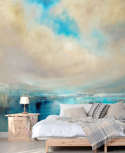 blauw, wit en zwart abstract schilderij van landschapsbehang blauw, wit en zwart abstract schilderij van landschapsbehang