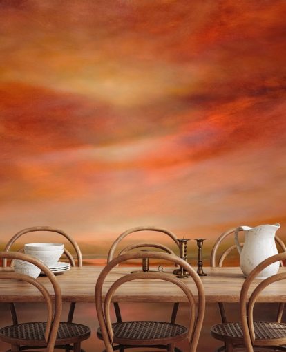 oransje og rød abstrakt landskap tapet oransje og rød abstrakt landskap tapet