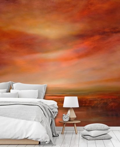 papier peint paysage abstrait orange et rouge papier peint paysage abstrait orange et rouge