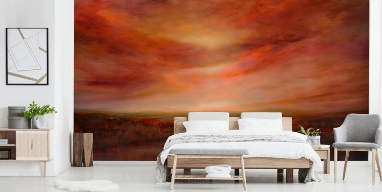 oranje en rood abstract landschapsbehang