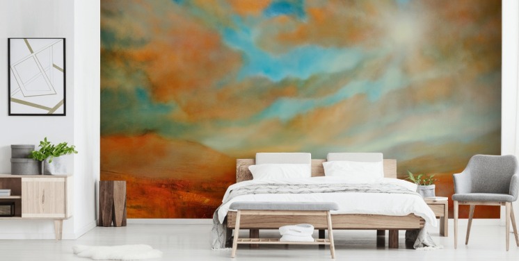 orange hills and orange clouds wallpaper