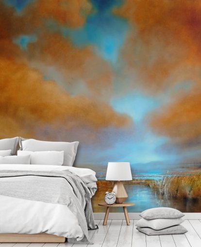 orange and blue cloudy sky over heathland wallpaper orange and blue cloudy sky over heathland wallpaper