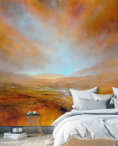 peinture d'un paysage orange abstrait à l'automne papier peint peinture d'un paysage orange abstrait à l'automne papier peint