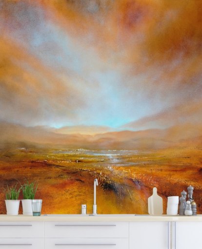 painting of an abstract orange landscape at fall wallpaper painting of an abstract orange landscape at fall wallpaper