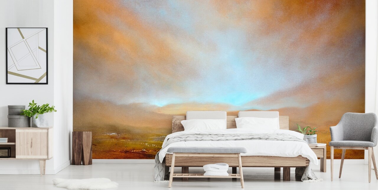 schilderij van een abstract oranje landschap bij herfstbehang