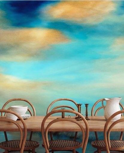 painting of an expansive blue and why sky over a river wallpaper painting of an expansive blue and why sky over a river wallpaper