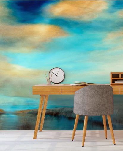painting of an expansive blue and why sky over a river wallpaper painting of an expansive blue and why sky over a river wallpaper