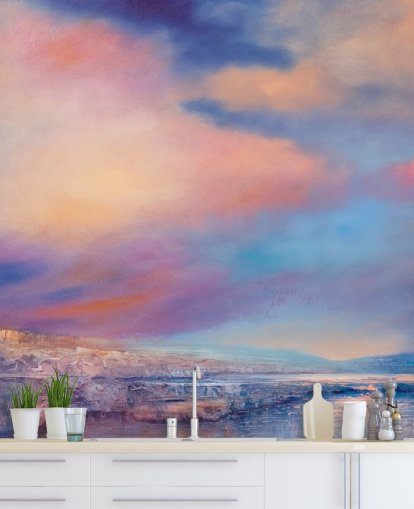 pintura abstrata de um papel de parede rosa e azul do sol pintura abstrata de um papel de parede rosa e azul do sol