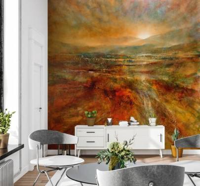 pintura de fondo de pantalla de paisaje naranja y rojo