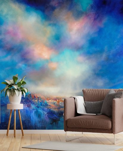 abstract blue landscape with golden bridge in the distance wallpaper abstract blue landscape with golden bridge in the distance wallpaper