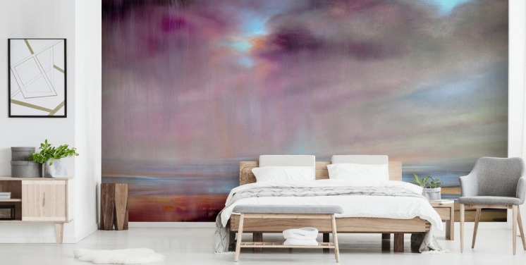 pittura astratta di nuvole viola che scoppiano di carta da parati pioggia
