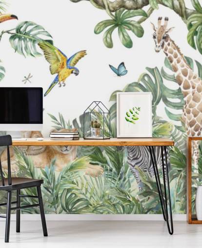 papel de parede de pintura de animais na selva papel de parede de pintura de animais na selva