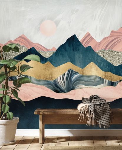 pink and blue marble effect mountains with touches of gold wallpaper pink and blue marble effect mountains with touches of gold wallpaper