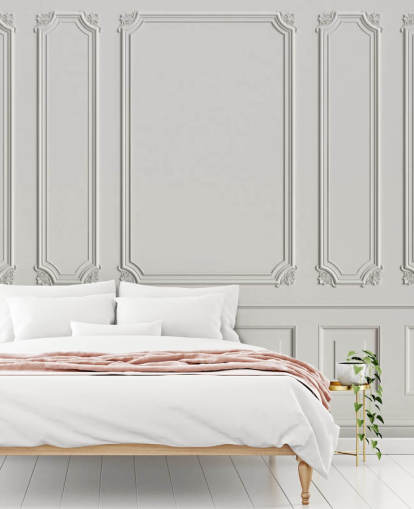 klassinen vintage-luonnonvalkoiset paneeliseinien taustakuvamaalaus nimeltä Classic Panels käytäville ja makuuhuoneille klassinen vintage-luonnonvalkoiset paneeliseinien taustakuvamaalaus nimeltä Classic Panels käytäville ja makuuhuoneille