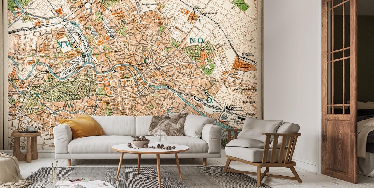 Kartta Berlin 1893 Wall Mural lentokensiitä | Wallsauce FI