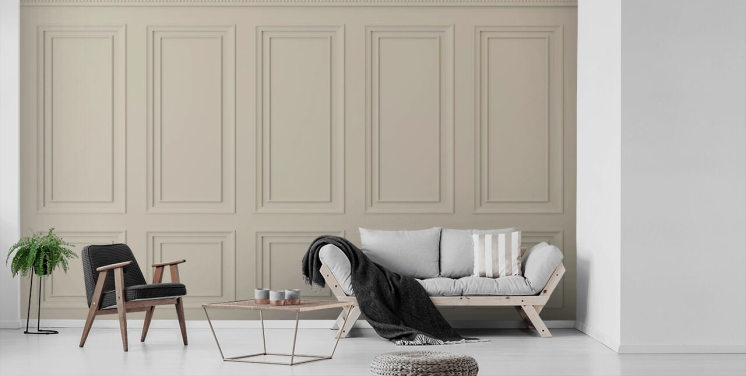beige gekleurd paneelbehang