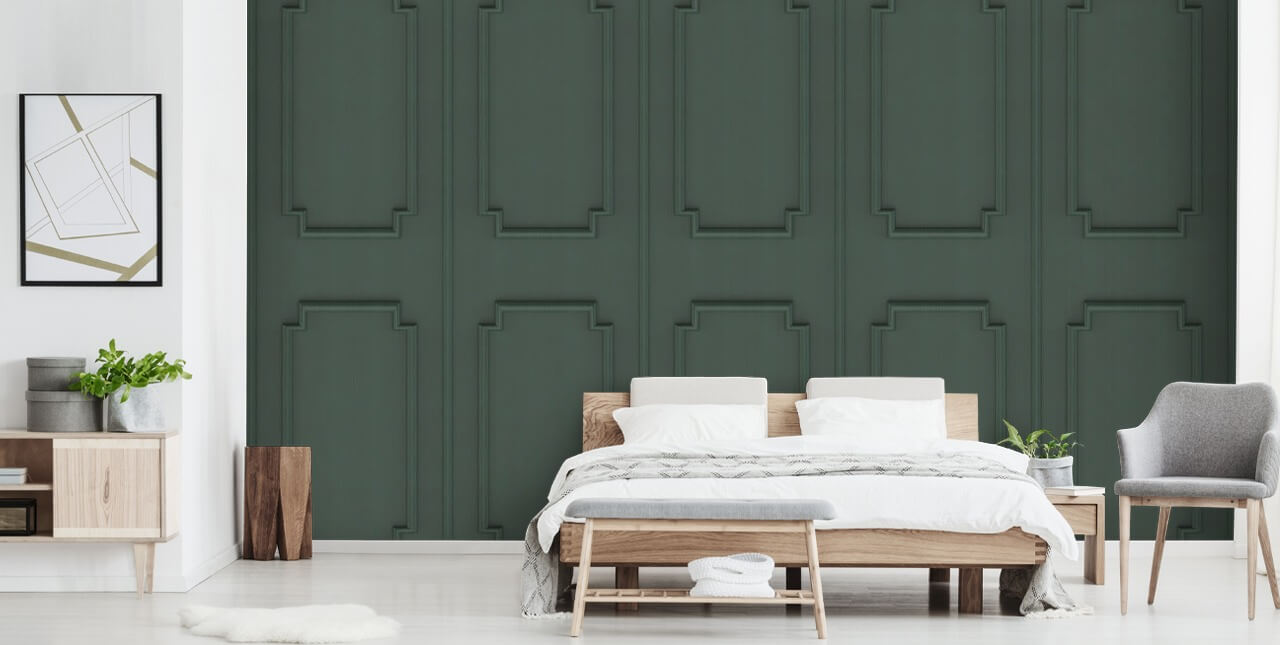 dark green panel wallpaper