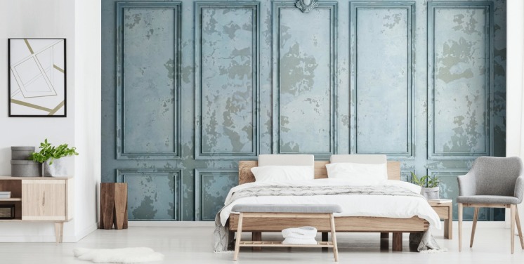 pale duck egg blue custom panel wallpaper called Duck Egg Panel for living rooms and bedrooms