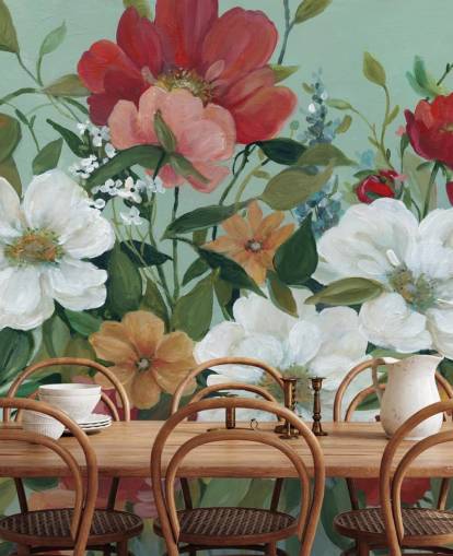 painted red, orange, pink and red flowers wallpaper painted red, orange, pink and red flowers wallpaper