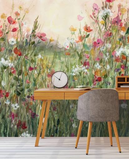 pink and green customisable floral wallpaper mural called Spring in Full Bloom by Carol Robinson for living rooms pink and green customisable floral wallpaper mural called Spring in Full Bloom by Carol Robinson for living rooms