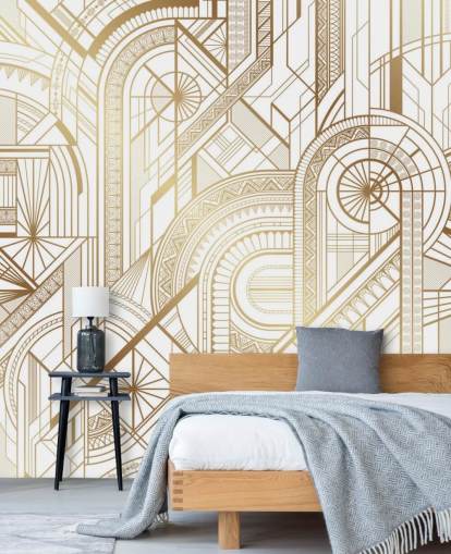 wit en goudkleurig retro behang wit en goudkleurig retro behang