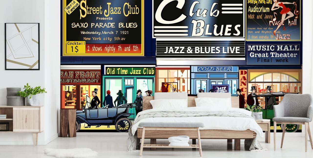 Papel de Parede Old New York Music Hall Fronts Papel de Parede Old New York Music Hall Fronts