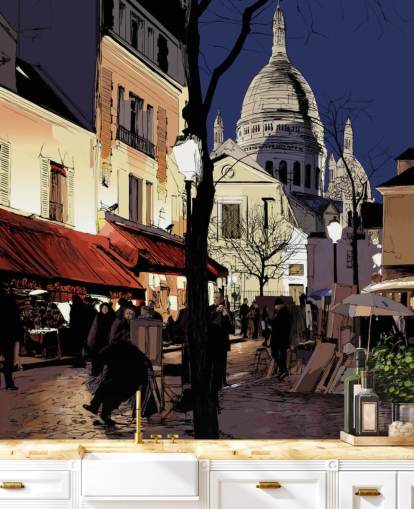 Abstrakt Paris Street Vægmaleri Abstrakt Paris Street Vægmaleri