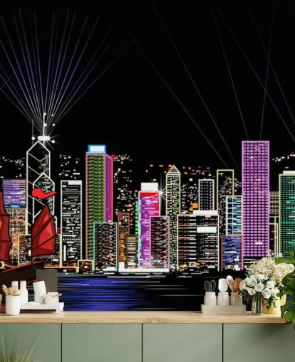 illuminated effect hong kong city wallpaper illuminated effect hong kong city wallpaper