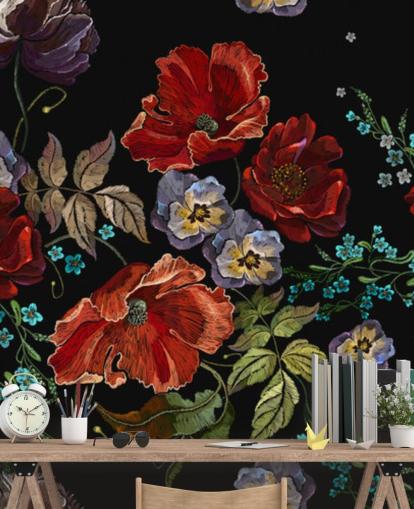 Amapolas oscuras Papel Pintado Amapola Amapolas oscuras Papel Pintado Amapola