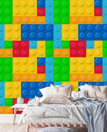 colourful custom lego wallpaper called Toy Bricks for child's bedroom or nursery colourful custom lego wallpaper called Toy Bricks for child's bedroom or nursery