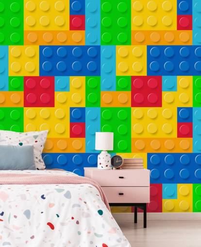 fargerikt tilpasset lego tapet kalt Toy Bricks for barnas soverom eller barnehage  fargerikt tilpasset lego tapet kalt Toy Bricks for barnas soverom eller barnehage