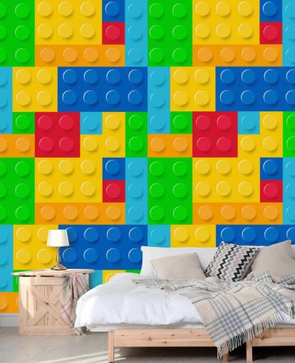 colorido papel pintado personalizado de lego llamado Toy Bricks para dormitorio infantil o guardería colorido papel pintado personalizado de lego llamado Toy Bricks para dormitorio infantil o guardería