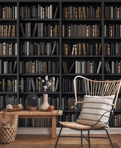 dunkles Bücherregal mit Bibliothek Tapete dunkles Bücherregal mit Bibliothek Tapete