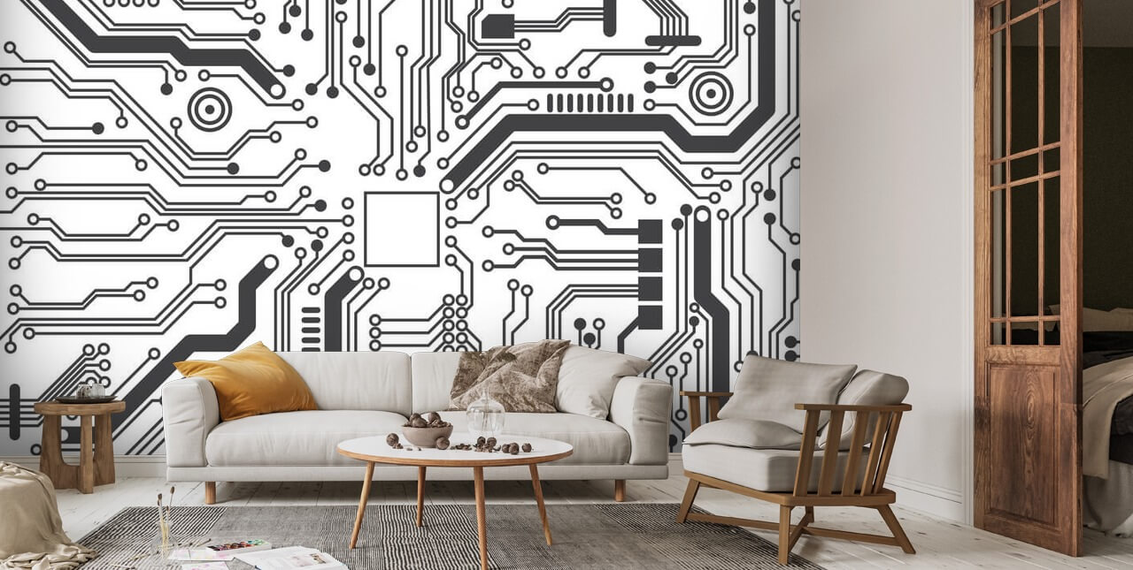 Circuit Board Background Texture Wallpaper Mural | Wallsauce US