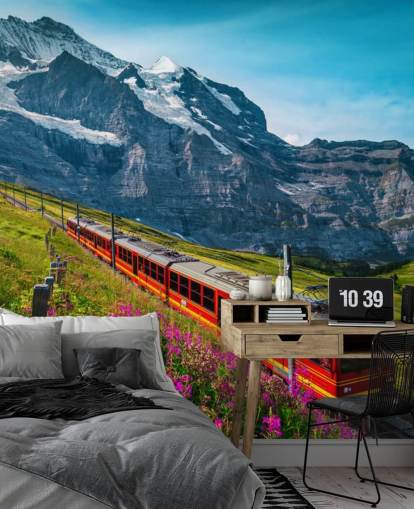 fond d'écran train électrique rouge traversant les Alpes suisses fond d'écran train électrique rouge traversant les Alpes suisses