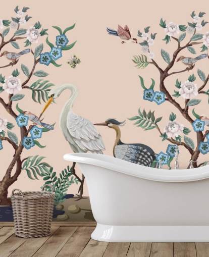 pastell tonade fåglar och blommor tapeter pastell tonade fåglar och blommor tapeter