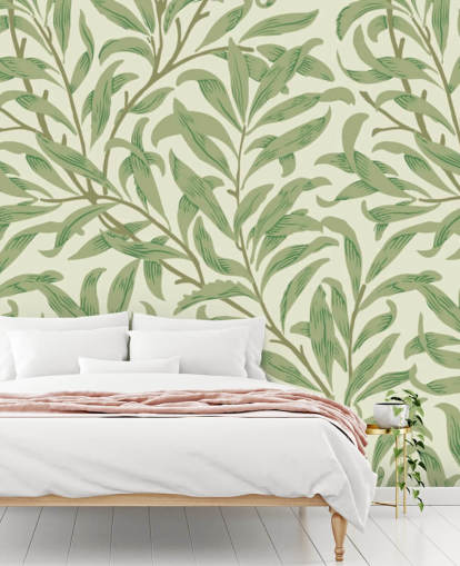 Willow Bough wall mural with green leaves by William Morris Willow Bough wall mural with green leaves by William Morris