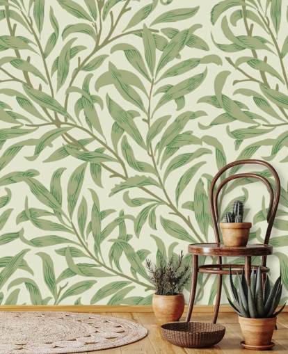 Willow Bough wall mural with green leaves by William Morris Willow Bough wall mural with green leaves by William Morris