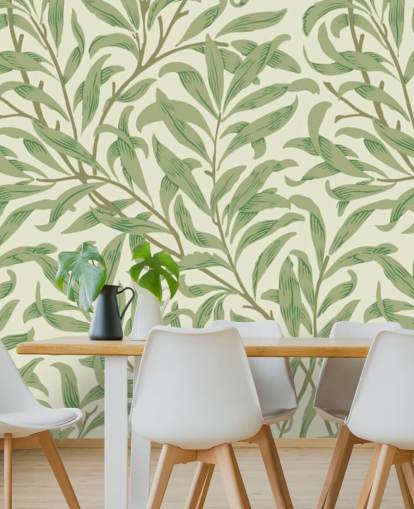 Willow Bough muurschildering met groene bladeren van William Morris Willow Bough muurschildering met groene bladeren van William Morris