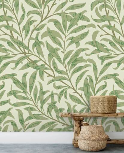 Willow Bough wall mural with green leaves by William Morris Willow Bough wall mural with green leaves by William Morris