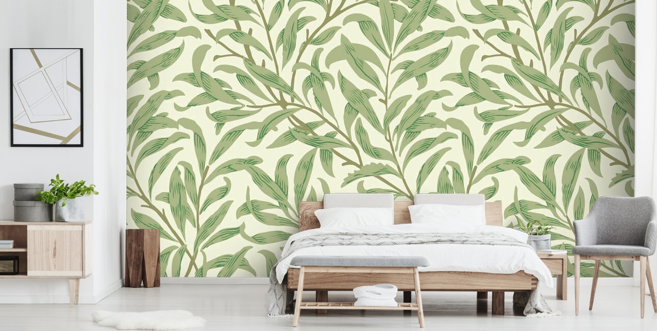 Willow Bough muurschildering met groene bladeren van William Morris