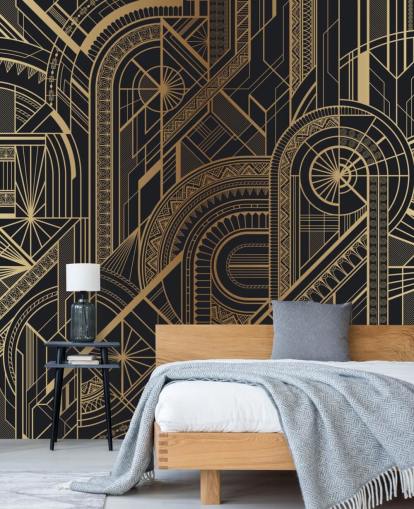 Black and Gold Pattern Wall Mural Black and Gold Pattern Wall Mural
