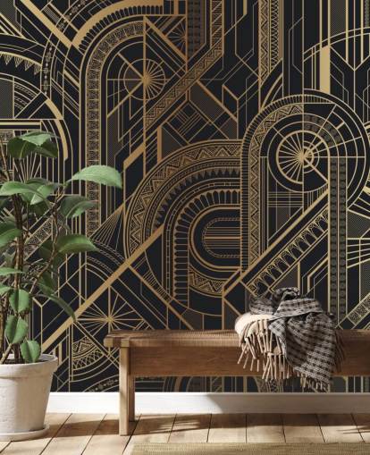 Black and Gold Pattern Wall Mural Black and Gold Pattern Wall Mural