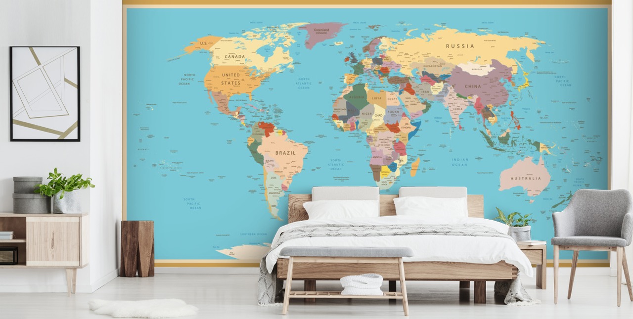 Vintage World Map Tapete Wandbild